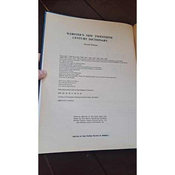 Vintage 1983 New Universal Websters Dictionary Unabridged History Piece Deluxe - Picture 4 of 5